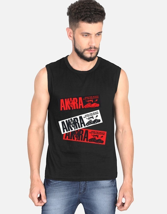No Cap Co Akira sleeveless black 100% cotton t-shirt with graphic print.
