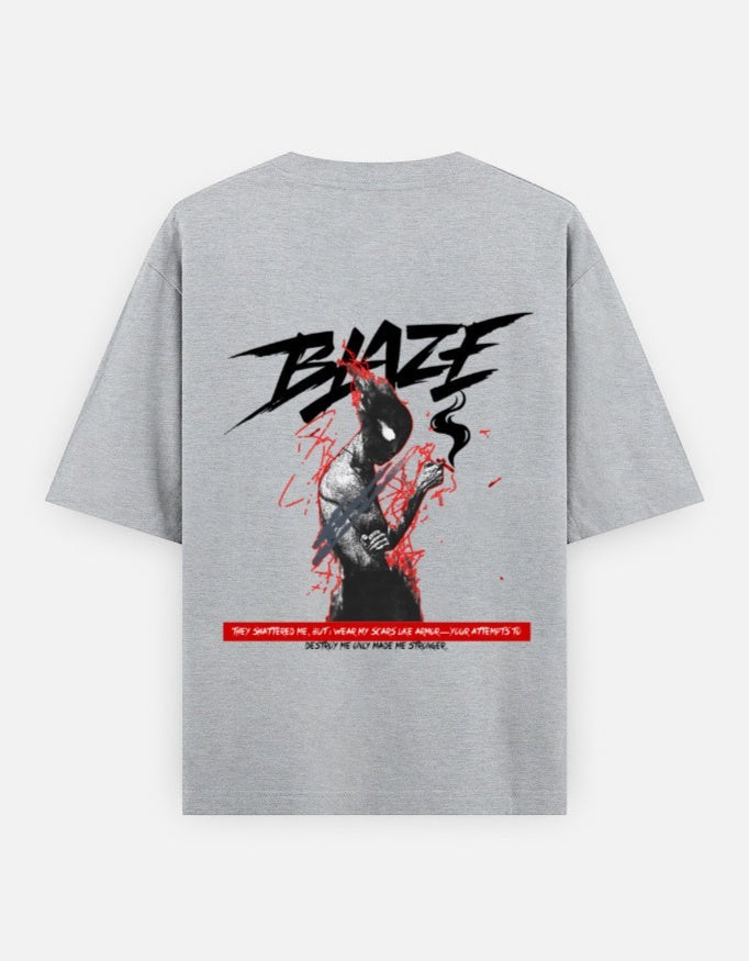 No Cap Co BALZE V2 oversized grey 100% cotton t-shirt with graphic print and text.