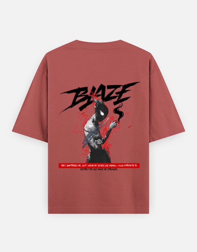 No Cap Co BALZE V2 oversized t-shirt in rust red, 100% cotton with graphic print and text.