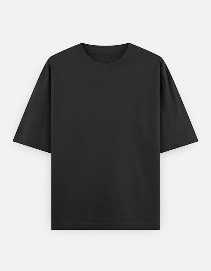 No Cap Co black 100% cotton oversized t-shirt with crew neck and dropped sleeves.