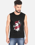 No Cap Co black 100% cotton sleeveless t-shirt with "FLY HIGH" graphic and birds. Regular fit.