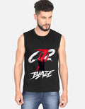 No Cap Co black 100% cotton sleeveless t-shirt with 'Blaze' graphic print and regular fit.