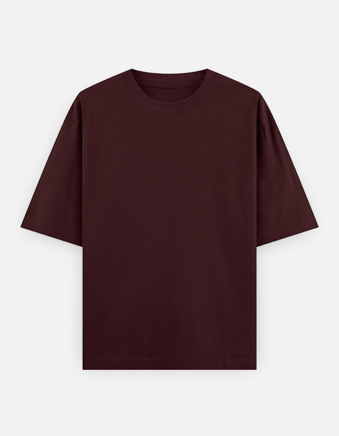 No Cap Co burgundy 100% cotton oversized classic t-shirt with dropped sleeves and crew neck.