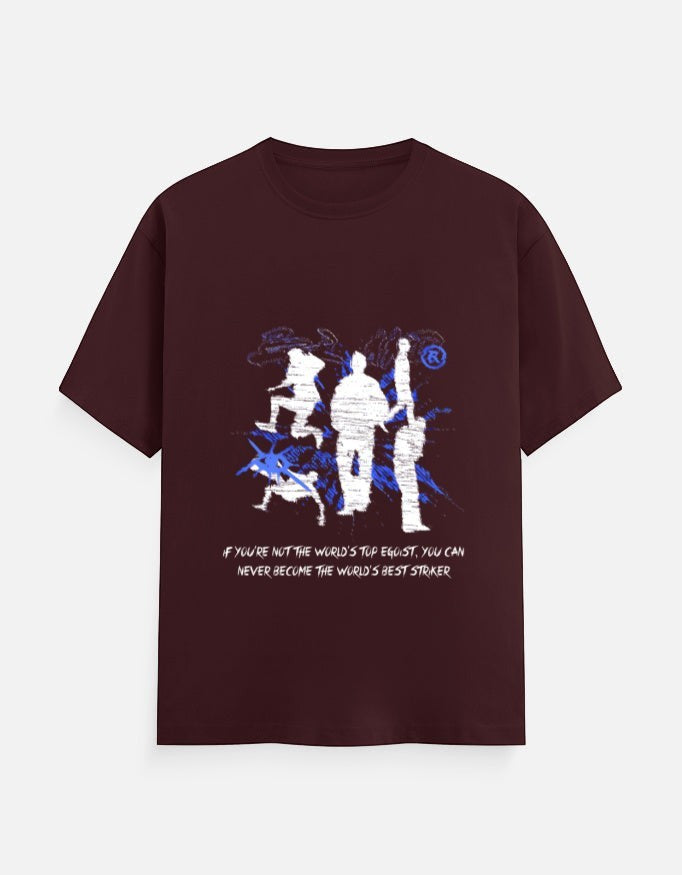 No Cap Co Egoist Classic Crew T-Shirt in maroon, 100% cotton with graphic print and text.