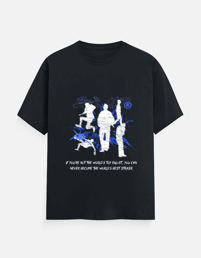 No Cap Co Egoist Classic Crew T-Shirt in navy blue, 100% cotton with a graphic print and text.