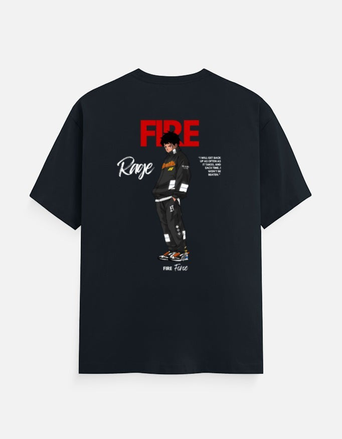 No Cap Co FIRE Classic Crew T-Shirt in black 100% cotton with graphic print of anime character and text.