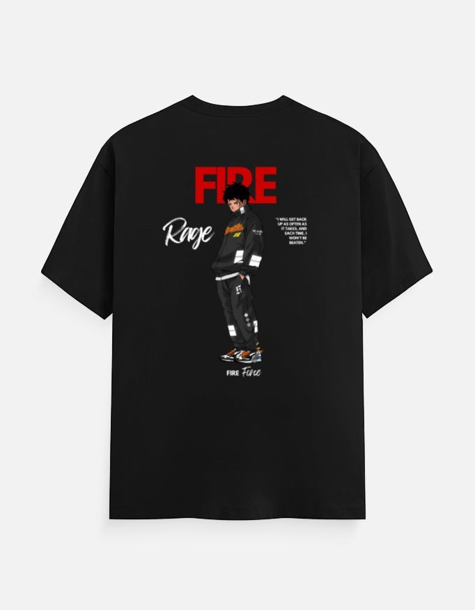 No Cap Co FIRE Classic Crew T-Shirt in black 100% cotton with graphic print on back.