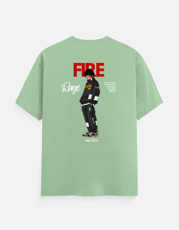 No Cap Co FIRE Classic Crew T-Shirt in light green, 100% cotton with graphic print on back.