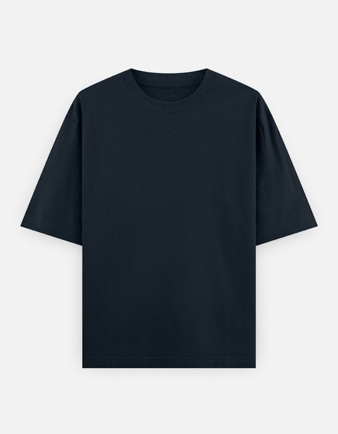 No Cap Co navy blue 100% cotton oversized classic t-shirt with dropped sleeves and crew neck.