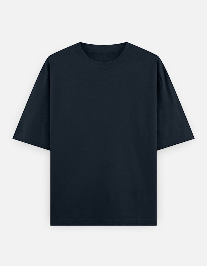 No Cap Co navy blue 100% cotton oversized t-shirt with a crew neck and dropped shoulders.