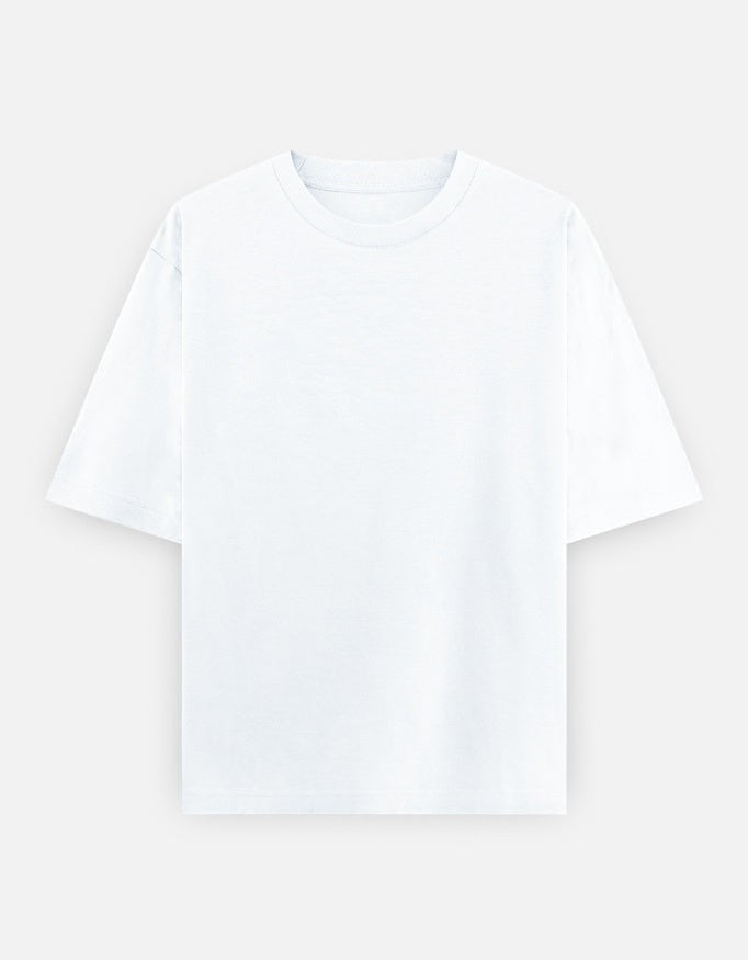 No Cap Co white 100% cotton oversized classic t-shirt with crew neck and dropped shoulders.